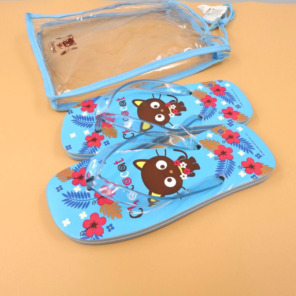 Vintage 2005 Sanrio Hello Kitty Chococat Flip Flops Womens Size Large Blue - Picture 6 of 12